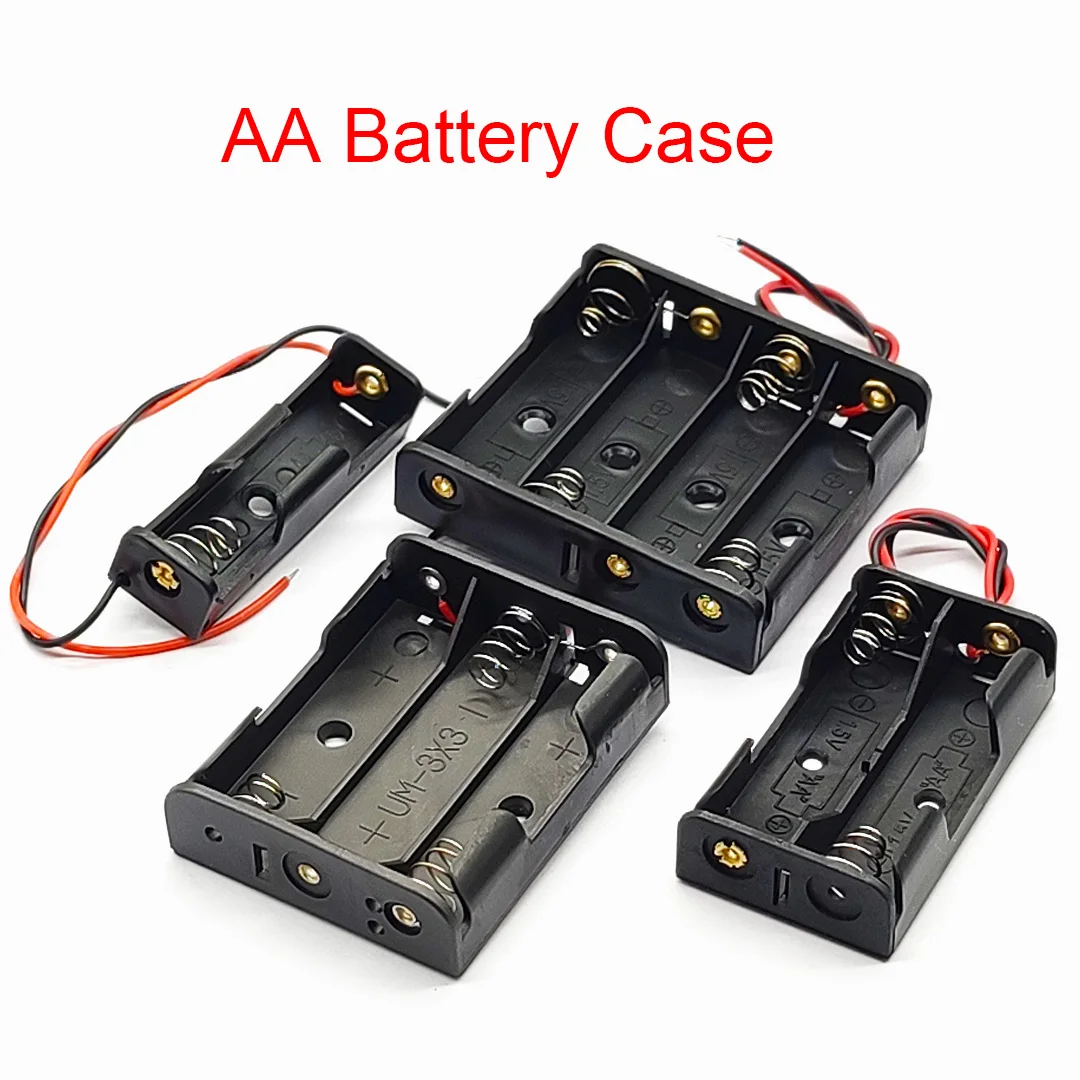 Color: Green - AA Battery Holder AA 14500 Size Power Battery Storage Case AA Battery Box 14500 Box Leads With 1 2 3 4 Slots drop shipping