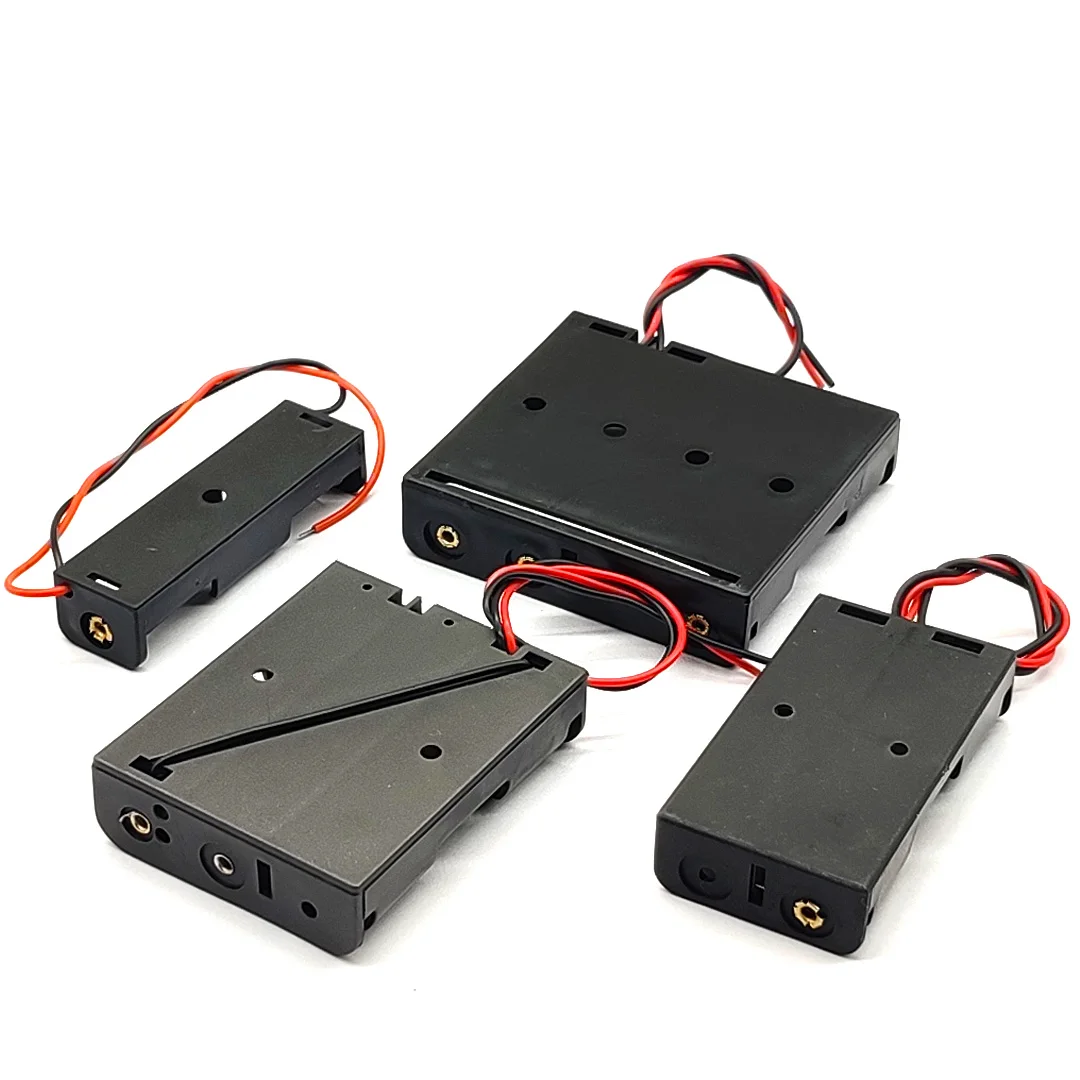 Color: Green - AA Battery Holder AA 14500 Size Power Battery Storage Case AA Battery Box 14500 Box Leads With 1 2 3 4 Slots drop shipping