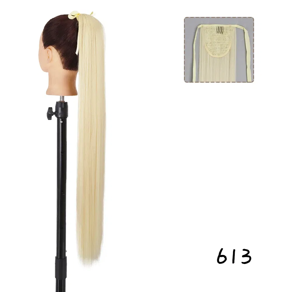 Color: #26, Stretched Length: 34inches - AZQUEEN Straight Synthetic Hairpiece With Ponytail 85cm Super Long Wrap Around Clip In Hair Extensions Pony Tail For Daily Wear